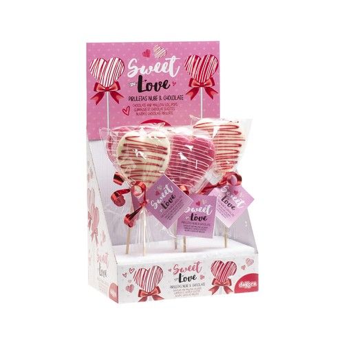 DEKORA Piruletas con chocolate corazón rosa y blanco DEKORA 30 gr.
