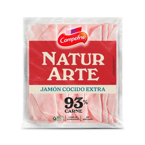 CAMPOFRÍO Naturarte jamón cocido extra, 93% carnes 90 g.