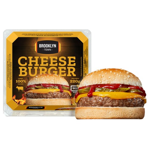BROOKLYN TOWN Hamburguesa (100% carne de vacuno) con queso, lista para calentar y comer BROOKLYN TOWN 220 g.