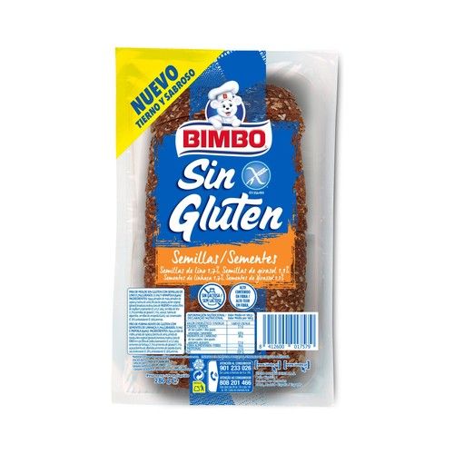 BIMBO Pan de molde con semillas sin gluten, BIMBO 280 g.