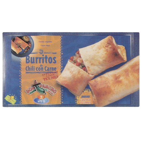 DON PANCHO Burrtios congelados rellenos de chili con carne 425 g.