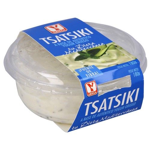 Y GRIEGA Tsatsiki a base de auténtico yogur griego Y GRIEGA 180 g.