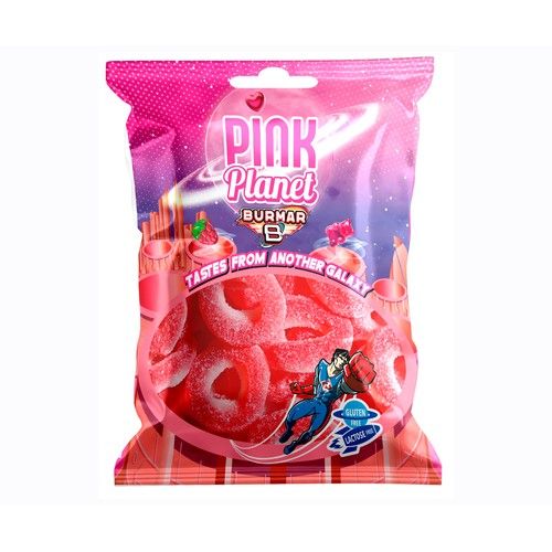BURMAR Caramelos de goma, aros de fresa 100 g.