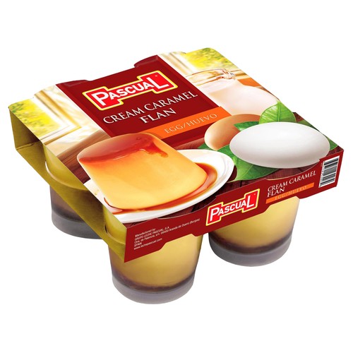 PASCUAL Flan de huevo recubierto de caramelo PASCUAL 4 x 100 g.