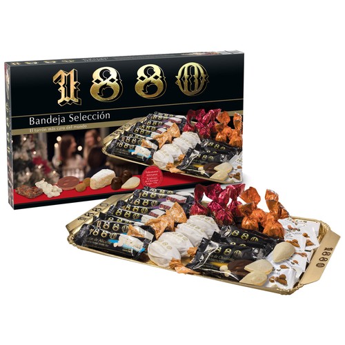 1880 Bandeja selección con turrones, dulces navideños y chocolate 450 g.