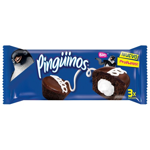 BIMBO Cupcakes de chocolate con relleno BIMBO PINGÜINOS 3 uds. 90 g.