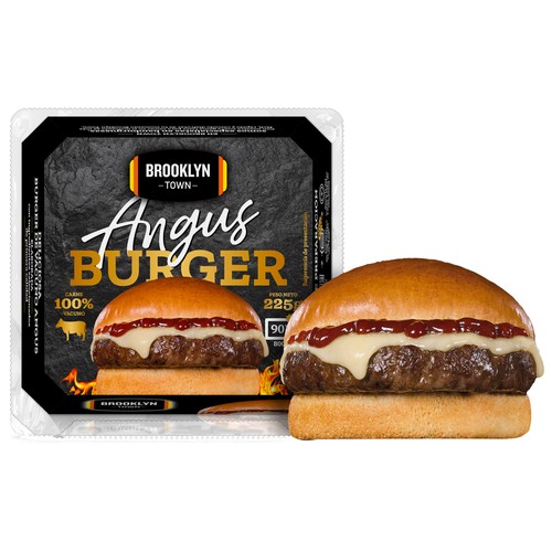 BROOKLYN TOWN Hamburguesa (100% carne de vacuno) de Angus, lista para calentar y comer BROOKLYN TOWN 225 g.