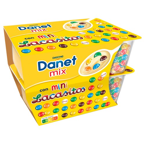 DANET Natillas de vainilla con mini lacasitos DANET Mix 2 x 122 g.