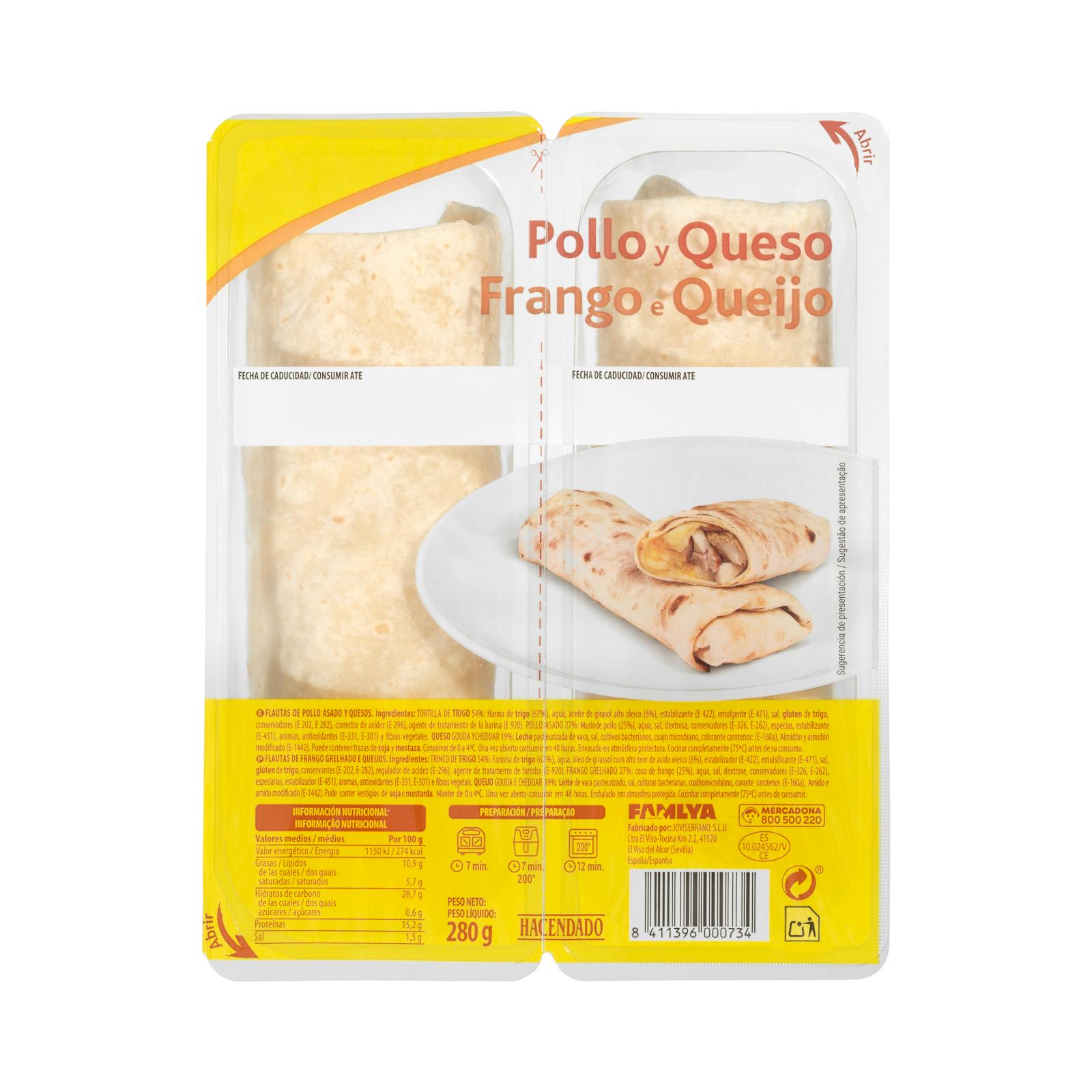 Flautas de pollo y queso