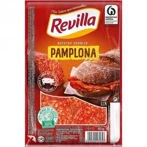 Chorizo Pamplona en lonchas Revilla sin gluten 65 g