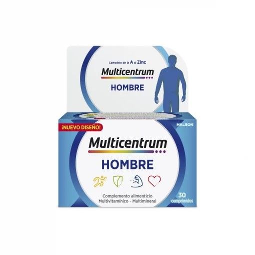 Multivitamínico y multimineral en comprimidos Hombre Multicentrum sin gluten 30 ud.