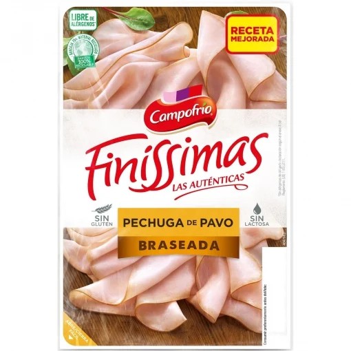 Pechuga de pavo braseada en lonchas Campofrío Finíssimas sin gluten y sin lactosa 110 g