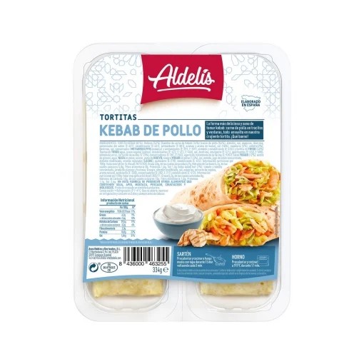 Tortita kebab de pollo Aldelís 334 g.