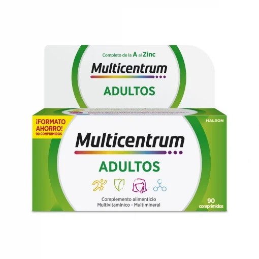 Multivitamínico y multimineral en comprimidos Adultos Multicentrum sin gluten 90 ud.