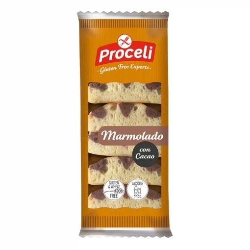 Bizcochos marmolados con cacao Proceli sin gluten y sin lactosa 180 g.