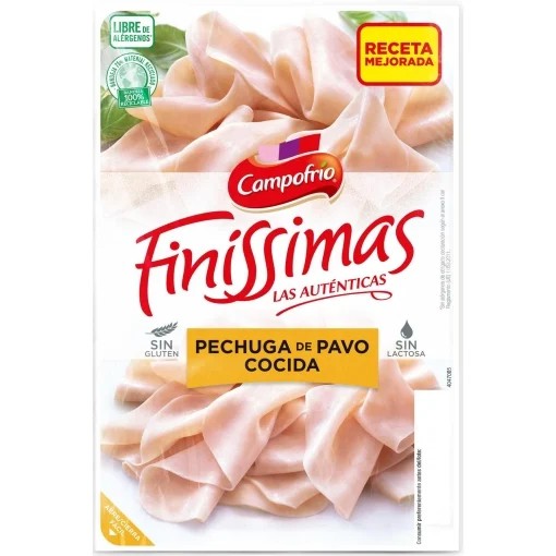 Pechuga de pavo cocida en lonchas Campofrío Finíssimas sin gluten y sin lactosa 110 g
