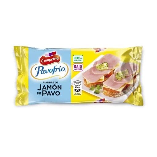Fiambre de Jamón de pavo Campofrío - Pavofrío sin gluten sin lactosa 380 g.