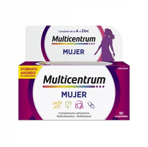 Multivitamínico y multimineral en comprimidos Mujer Multicentrum sin gluten 90 ud.