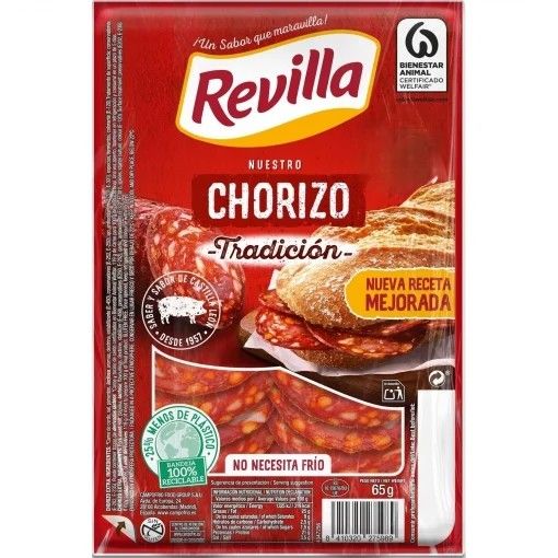 Chorizo en lonchas Revilla sin gluten 65 g