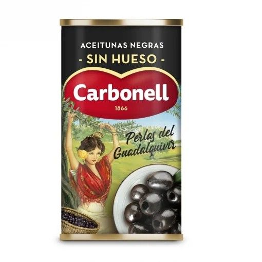 Aceitunas negras sin hueso Carbonell 150 g.
