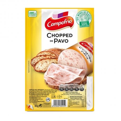 Chopped de pavo en lonchas Campofrio sin gluten 95 g.