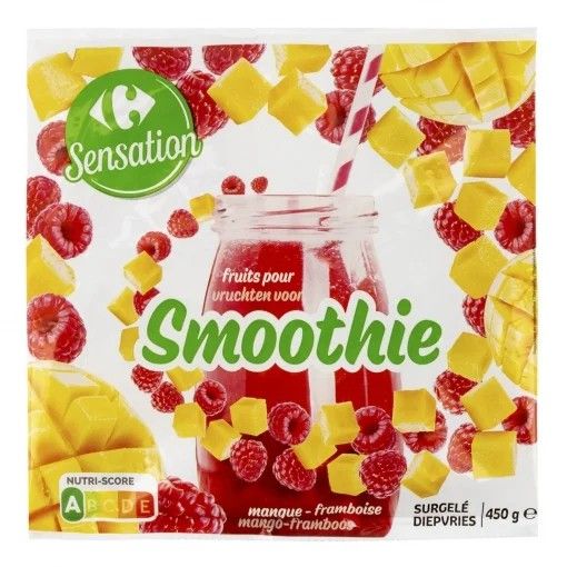 Smoothie de mango y frambuesa Carrefour Sensation 450 g.