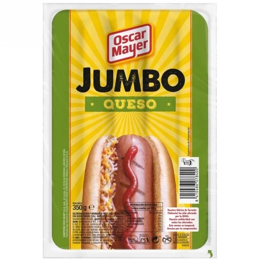 Salchichas de queso Oscar Mayers Jumbo sin gluten 350 g.