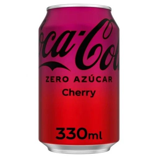 Coca Cola zero azúcar sabor cereza lata 33 cl.