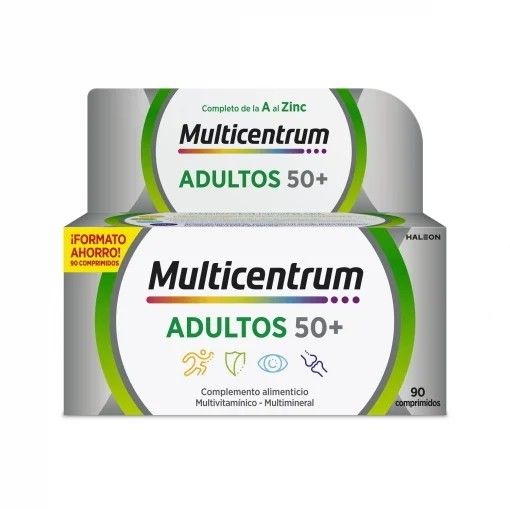 Multivitamínico y multimineral en comprimidos Select 50+ Multicentrum sin gluten 90 ud.