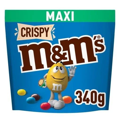 Grageas de chocolate con leche y arroz inflado m&m´s Crispy 340 g.