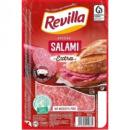Salami extra en lonchas Revilla sin gluten 65 g
