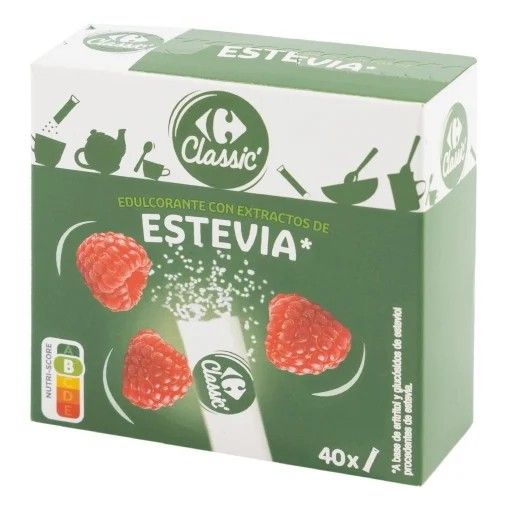 Edulcorante con extractos de estevia Carrefour 40 ud.