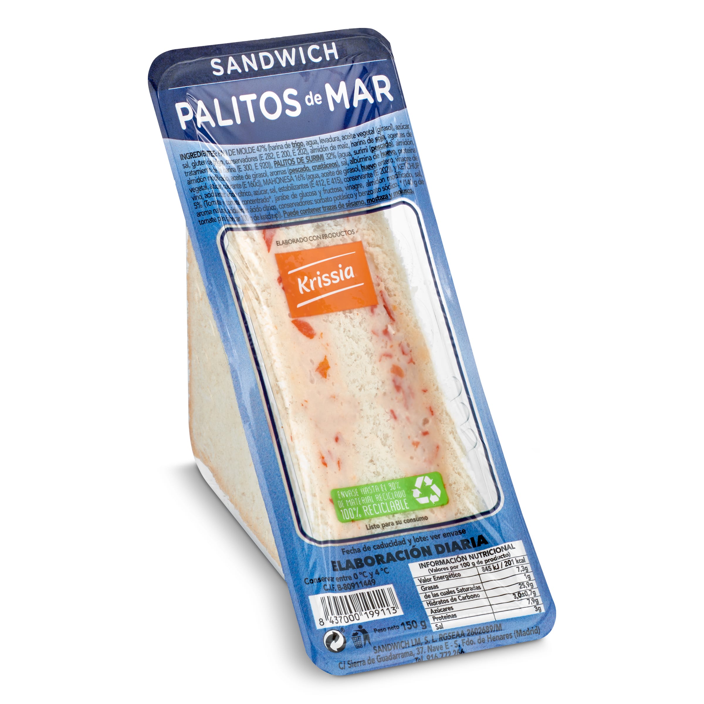 Sándwich con palitos de mar Lm 150 g