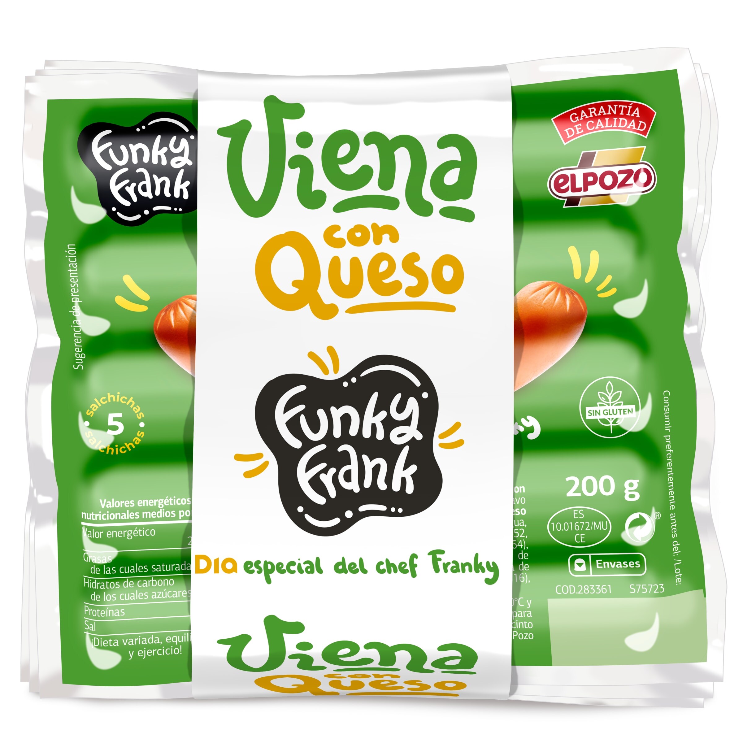 Salchichas Viena con queso Dia Funky Frank 3 x 200 g