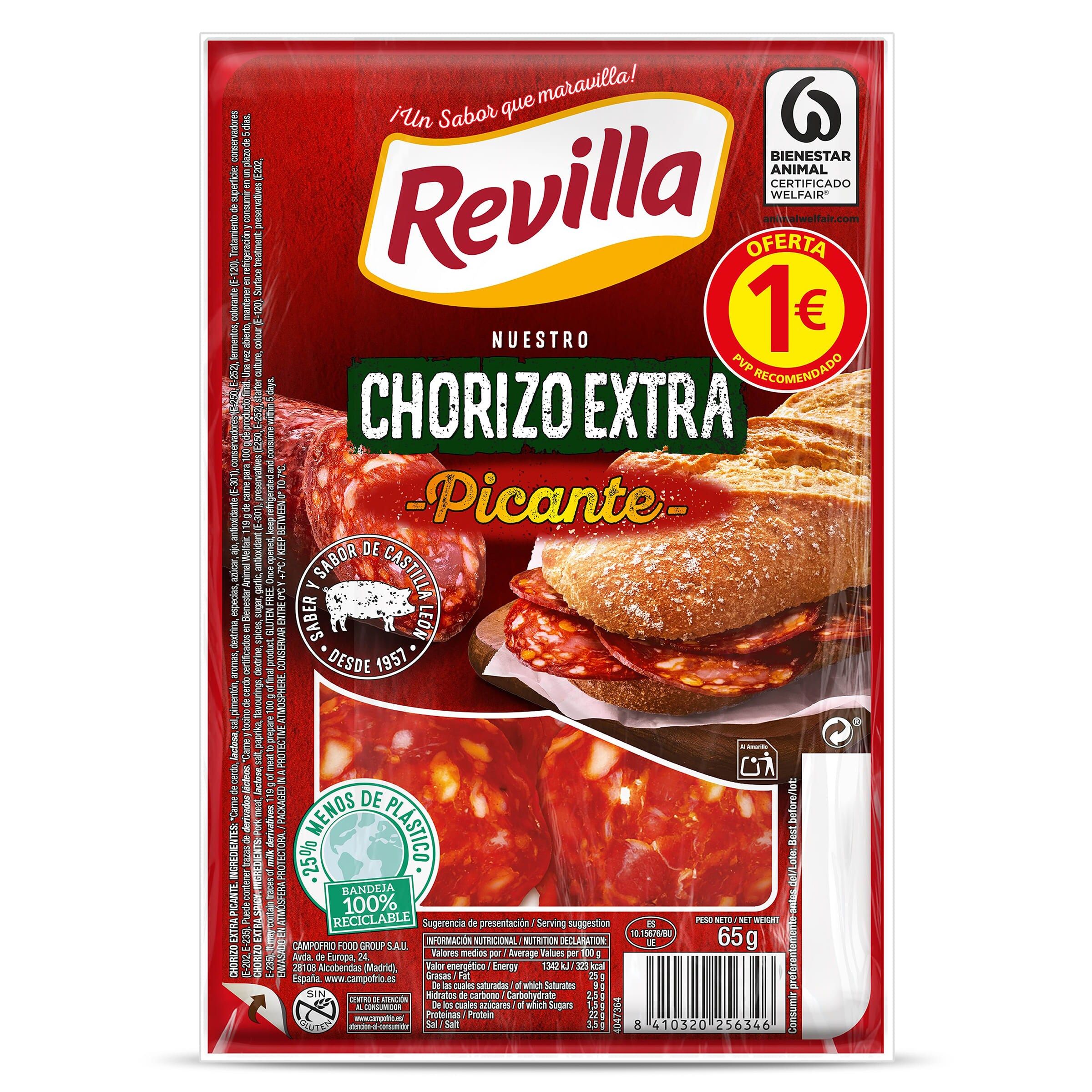 Chorizo picante extra Revilla 65 g