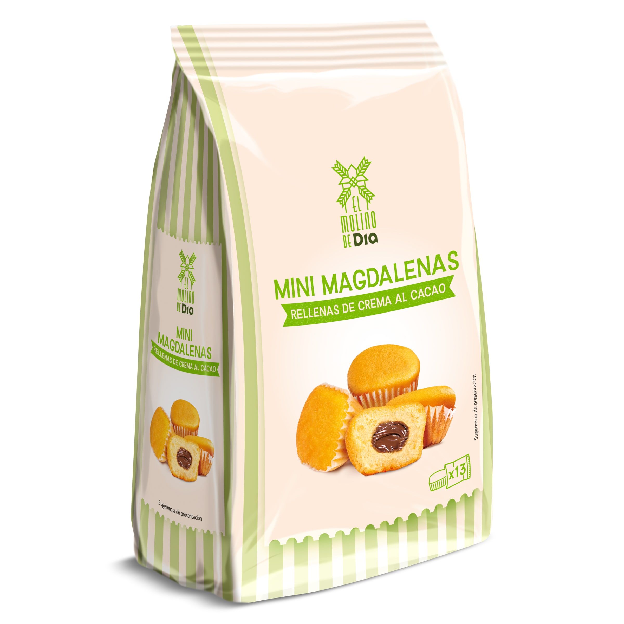 Mini magdalenas rellena de chocolate El molino de Dia bolsa 180 g