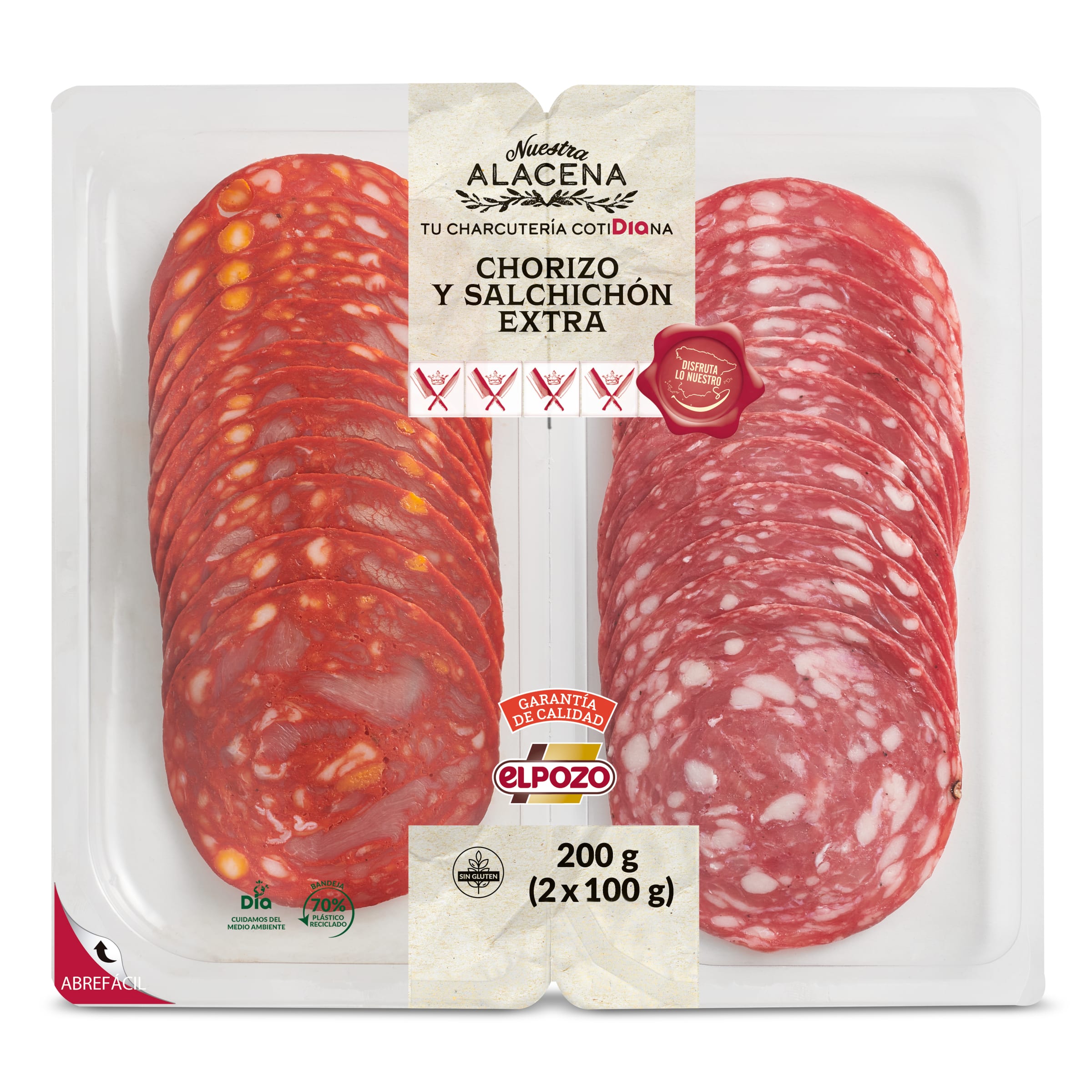 Chorizo y salchichón extra Dia Nuestra Alacena 2 x 100 g