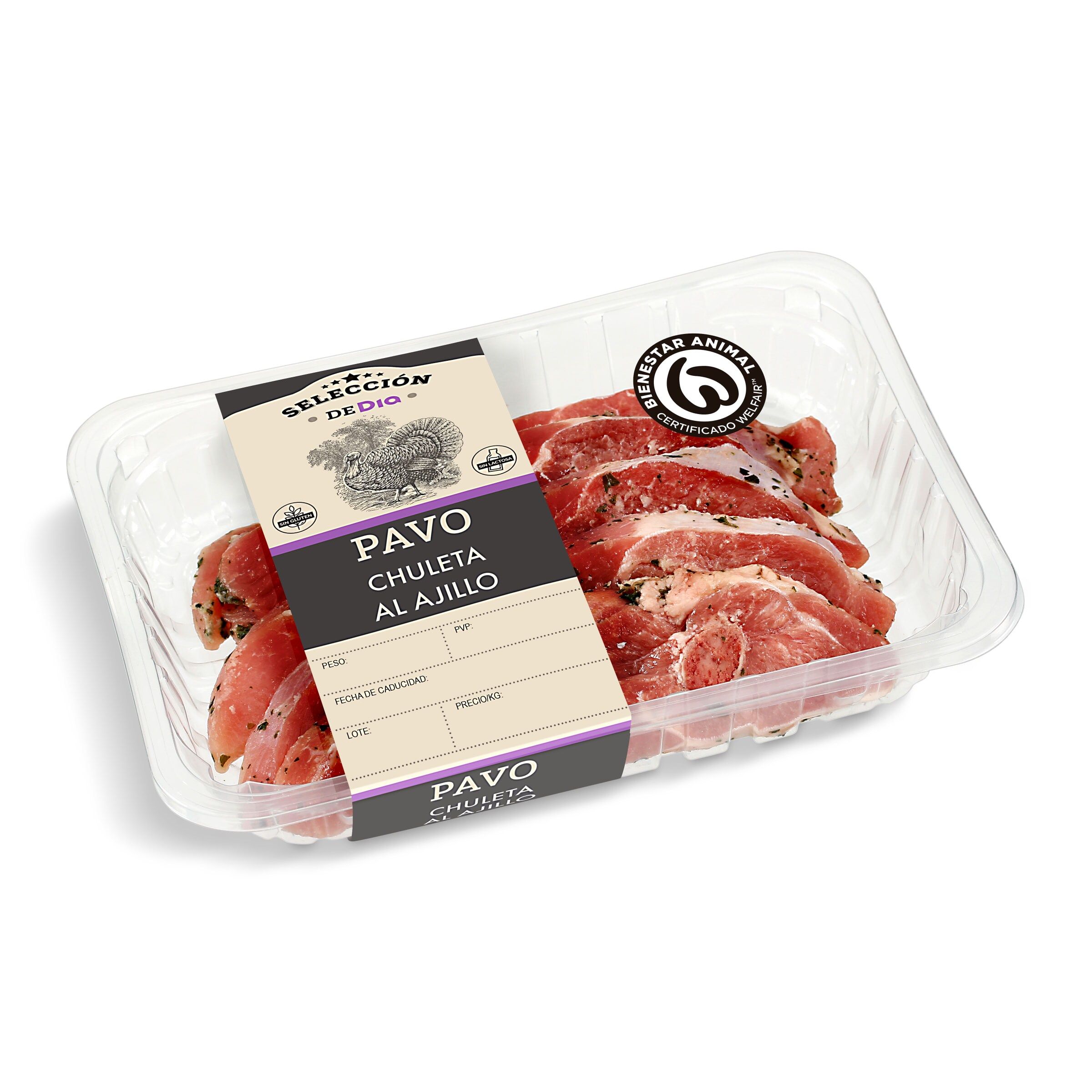 Chuletas de pavo al ajillo Selección de Dia 650 g aprox.