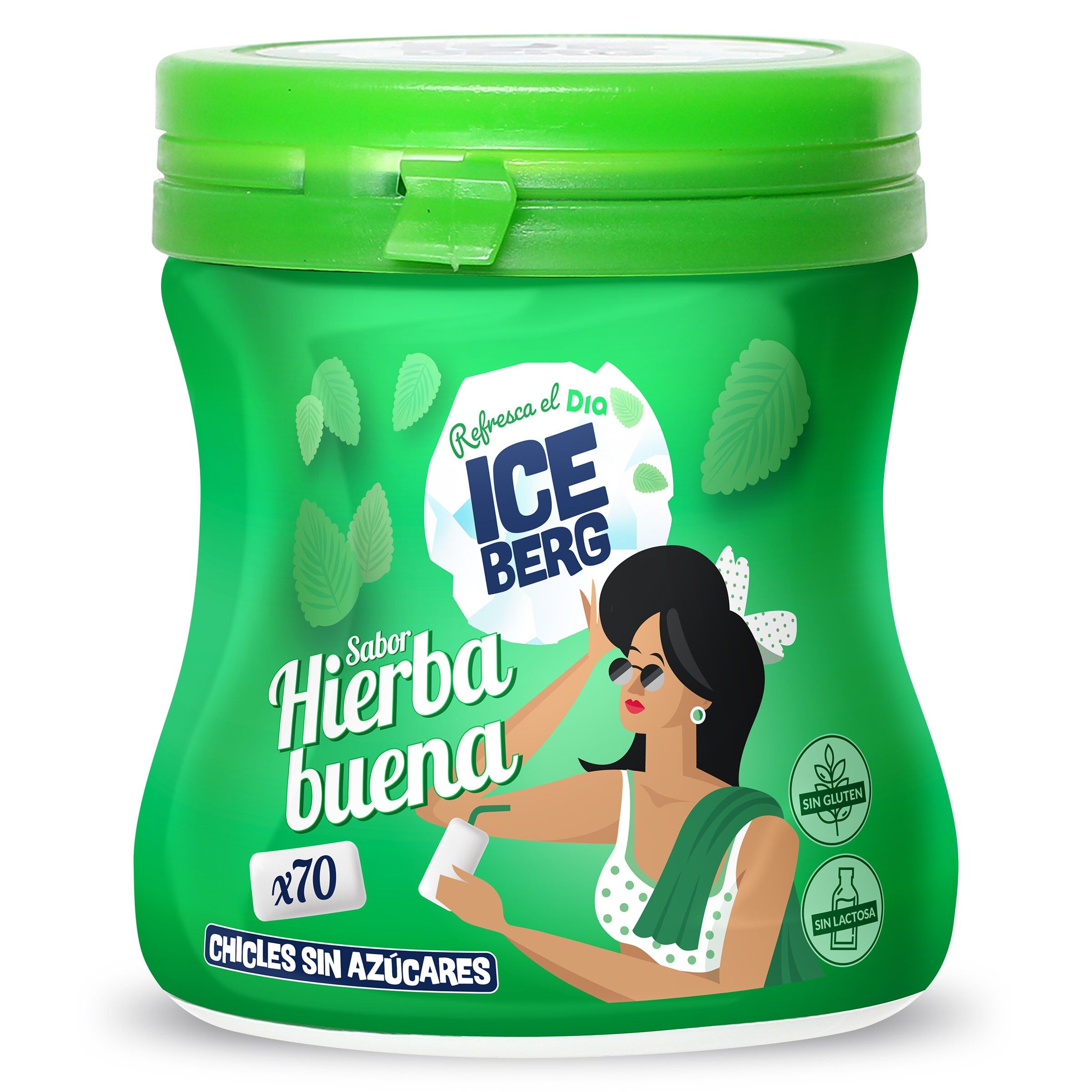 Chicles de hierbabuena sin azúcar Iceberg de Dia bote 70 unidades