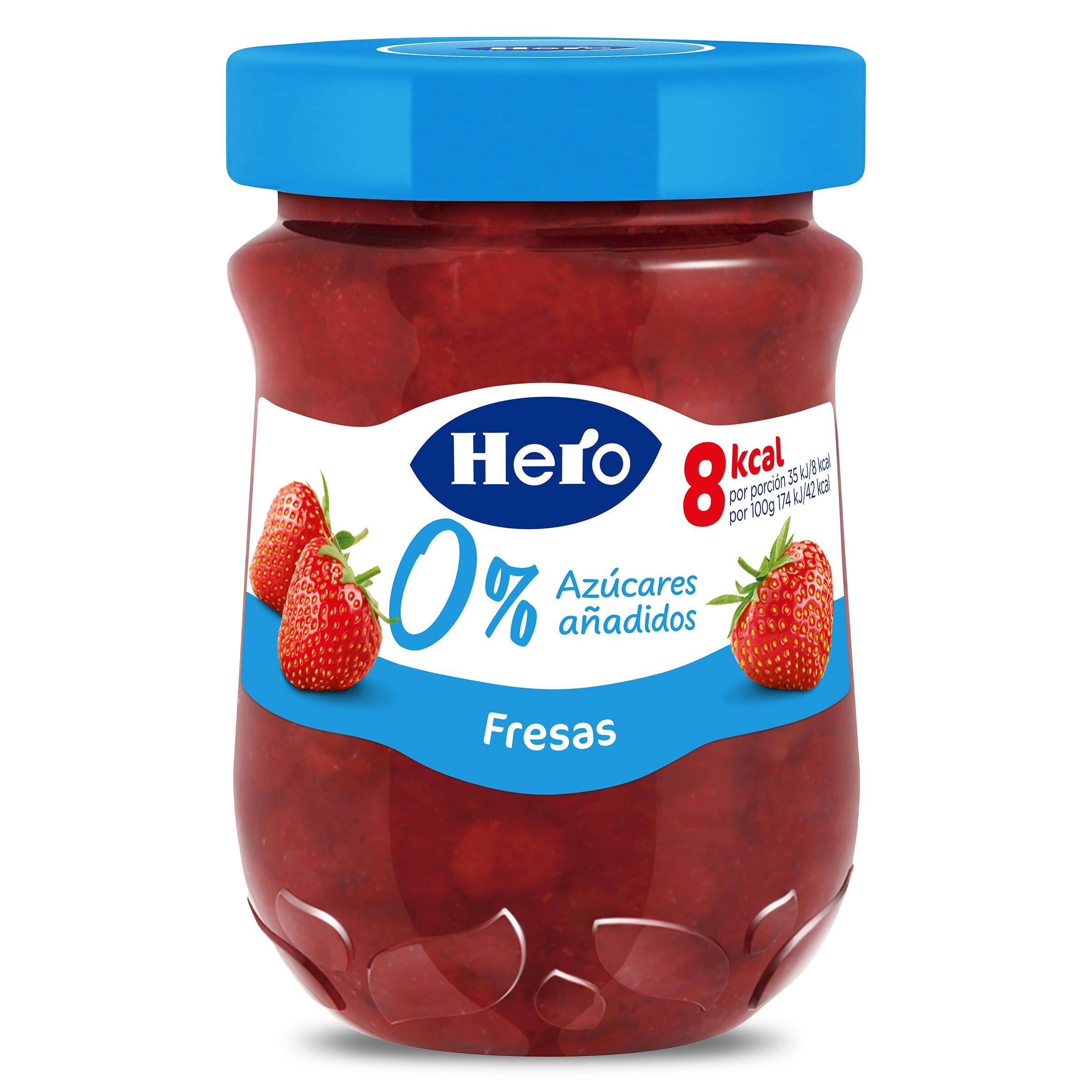 Mermelada de fresas 0% azúcares añadidos Hero frasco 280 g