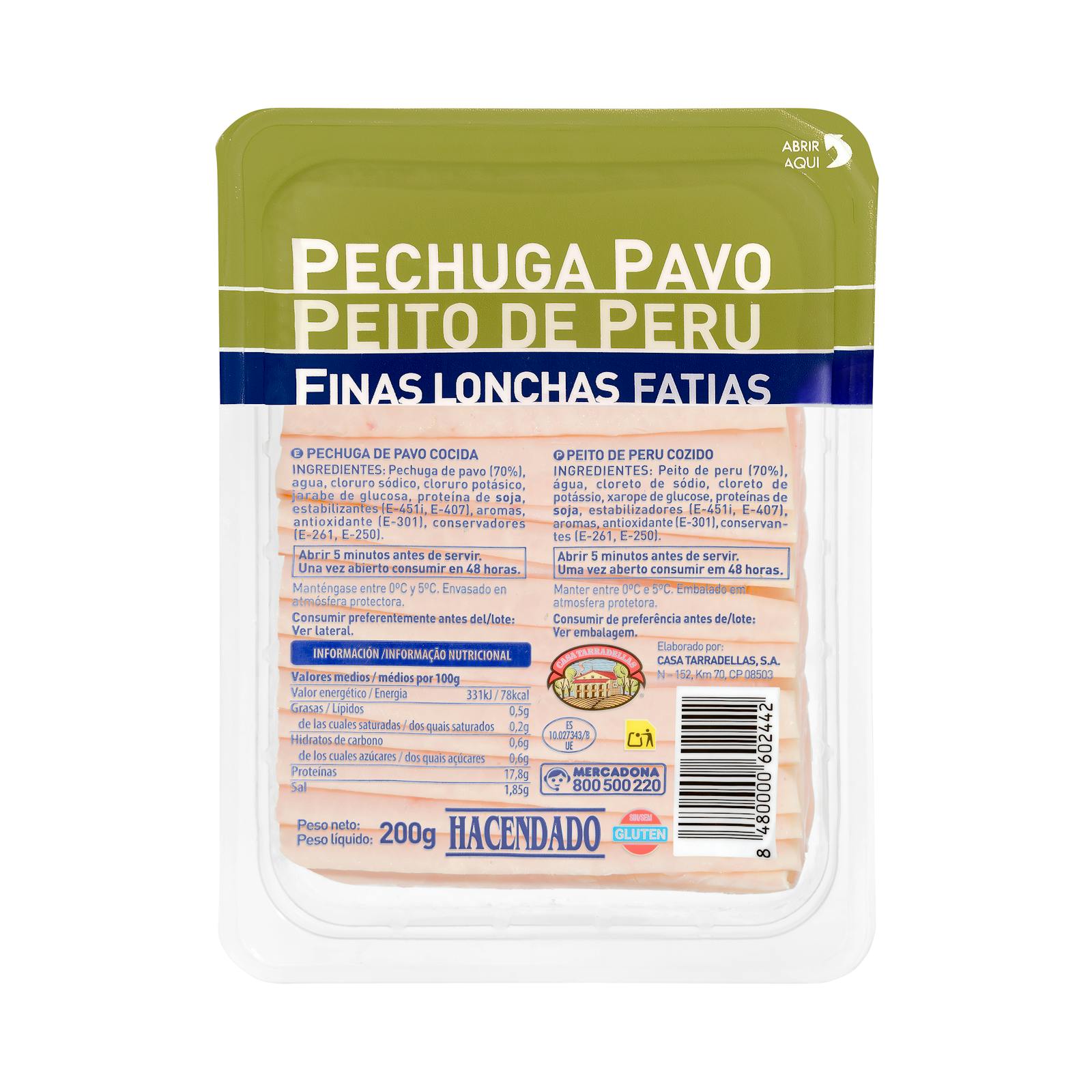 Pechuga de pavo finas lonchas Hacendado