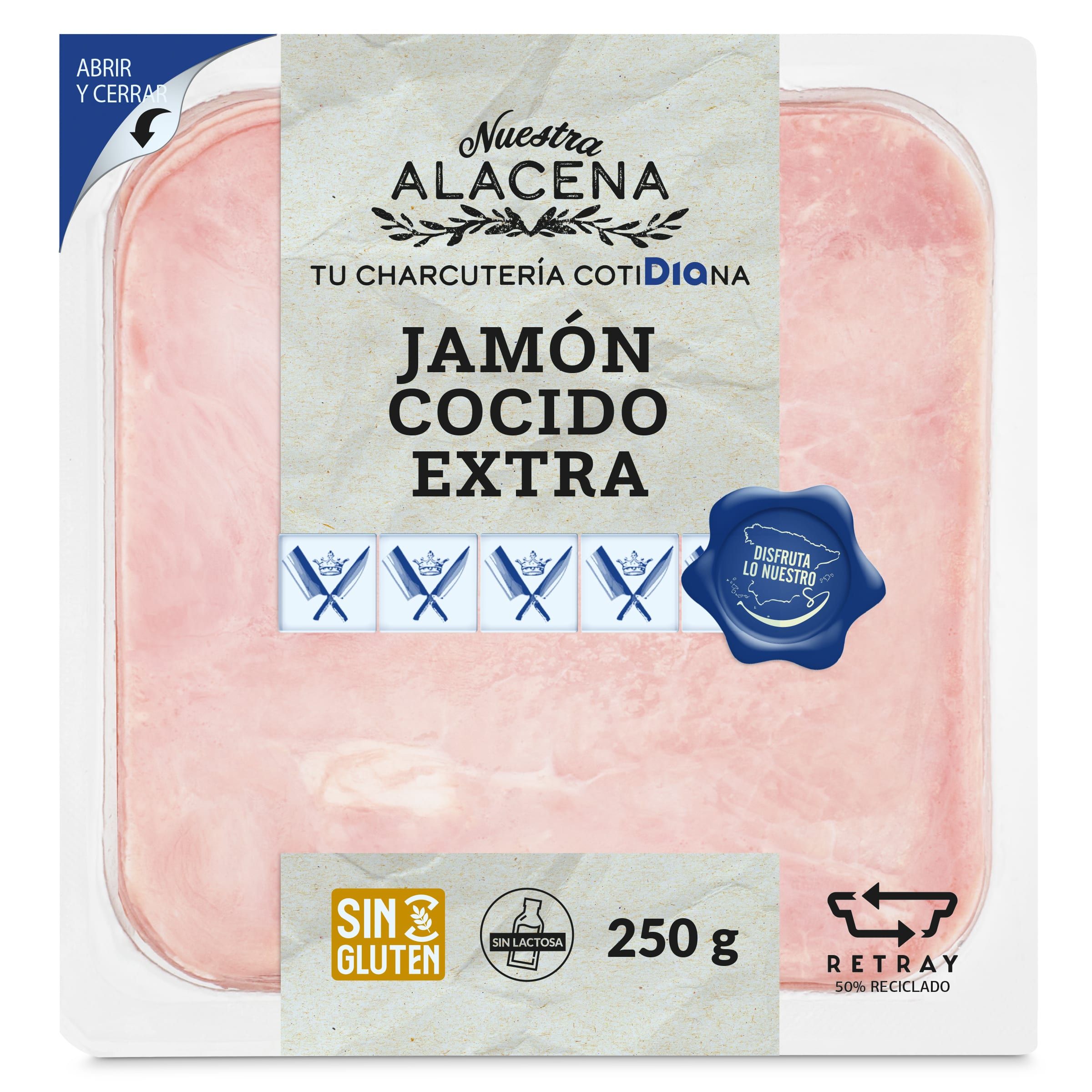 Jamón cocido extra Dia Nuestra Alacena 250 g