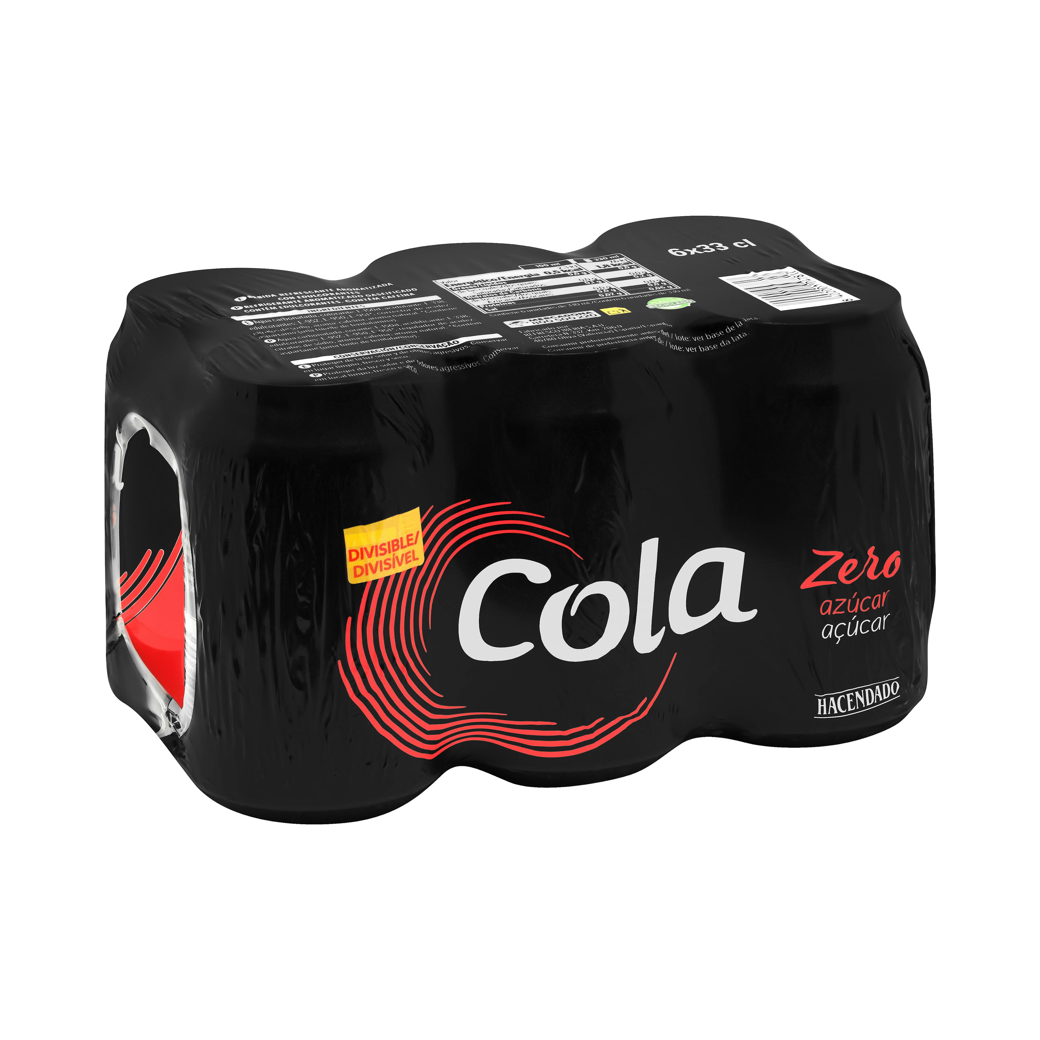 Refresco cola Hacendado zero azúcar
