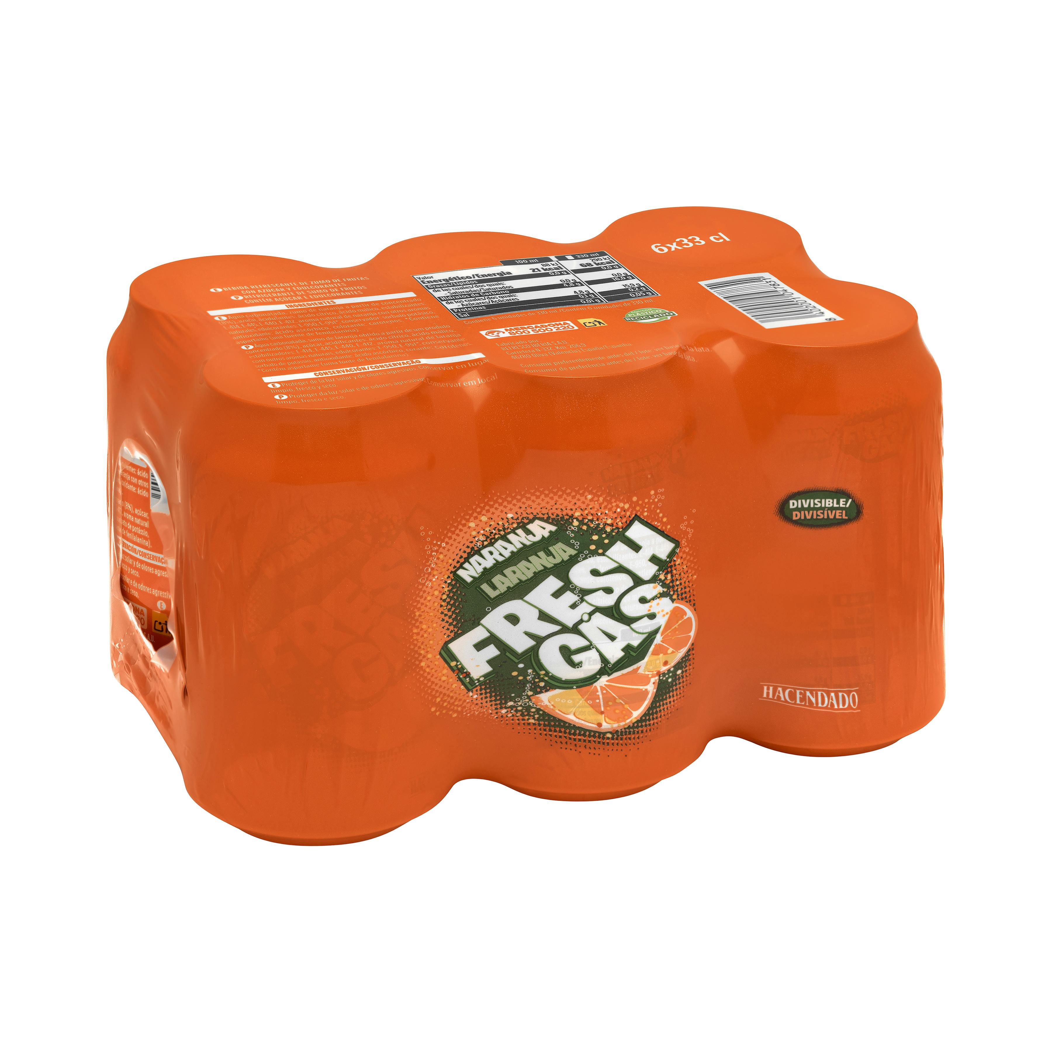 Refresco de naranja Hacendado fresh gas