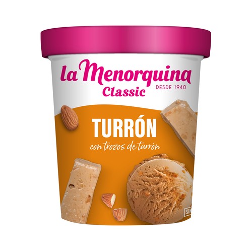 LA MENORQUINA Classic Tarrina de helado de turrón con trozos de turrón 450 ml.