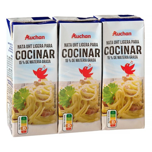 AUCHAN Nata para cocinar 3 x 200 ml Producto Alcampo.