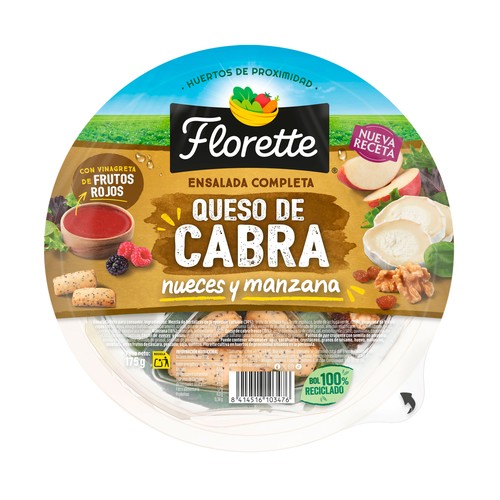 FLORETTE Ensalada de queso de cabra, nueces y manzana lista para consumir 180 g.