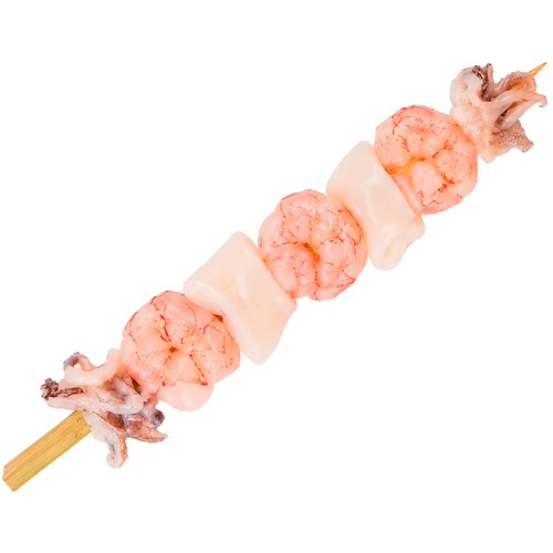 Brocheta de gambón y calamar, venta por unidad.