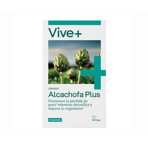 VIVE+ SALUD Y VIDA Complemento alimenticio de alcachofa para control del peso VIVE PLUS, 50 cápsulas x 45 g.
