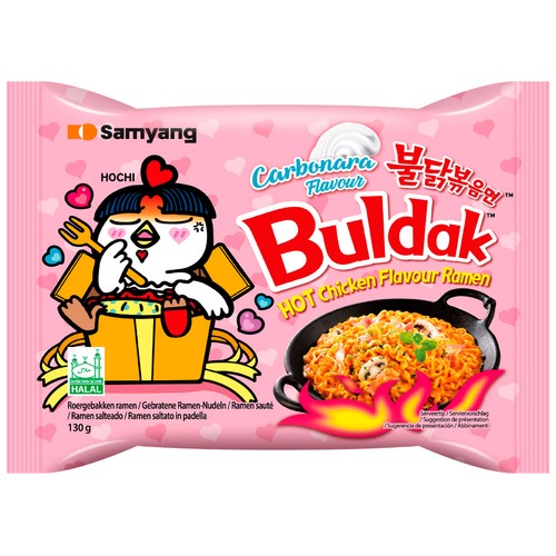 SAMYANG Ramen salteado carbonara con pollo picante Buldak 130 g.